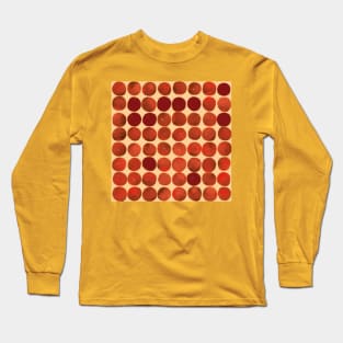 Red apple pattern on orange Long Sleeve T-Shirt